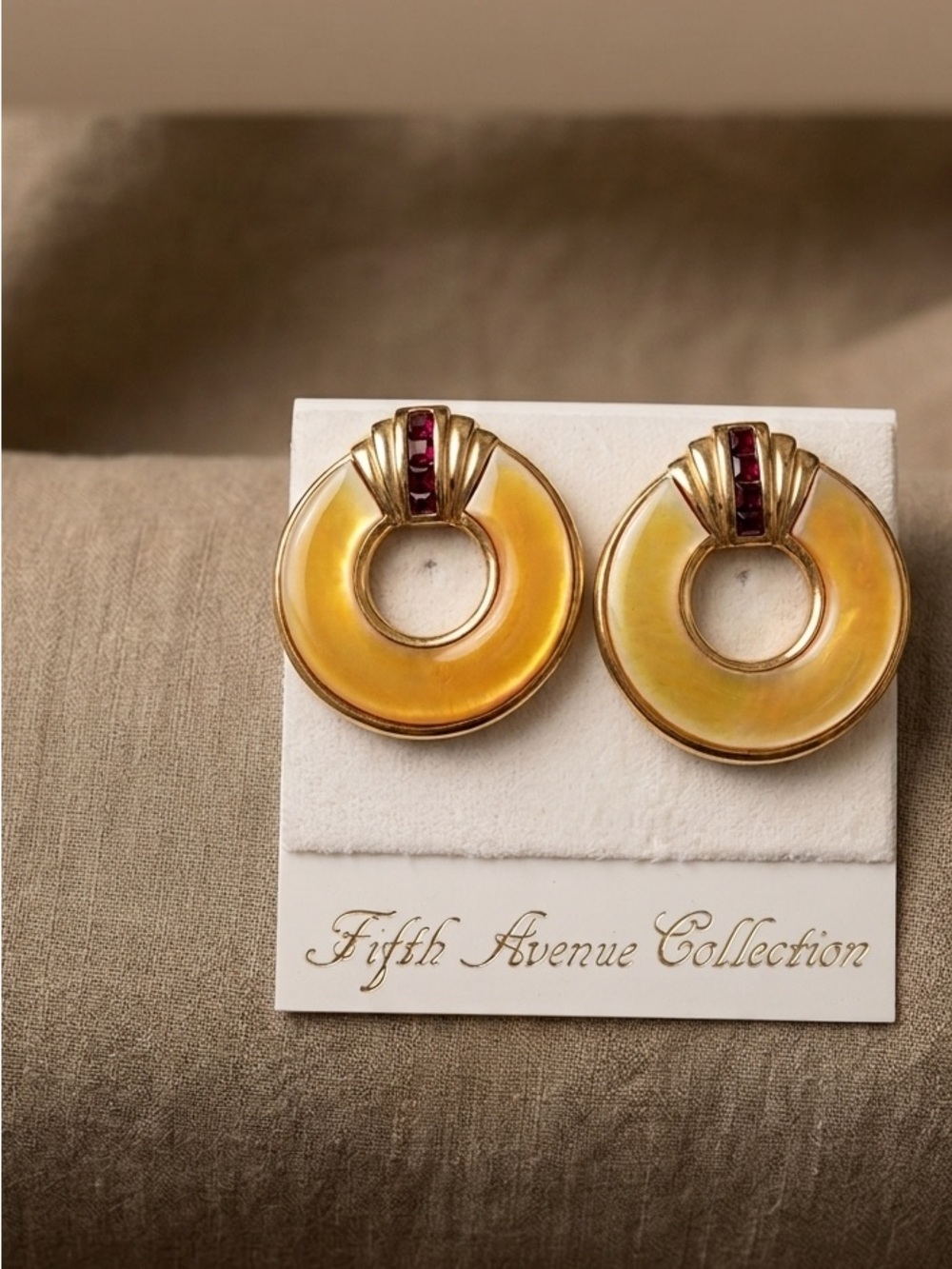 Vintage Butler Fifth Avenue "White Lagoon" Mother of Pearl ClipOn Earring Signed
